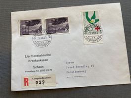 Brief Liechtenstein 1963 mit Stempel und Marken Samrin-Be...