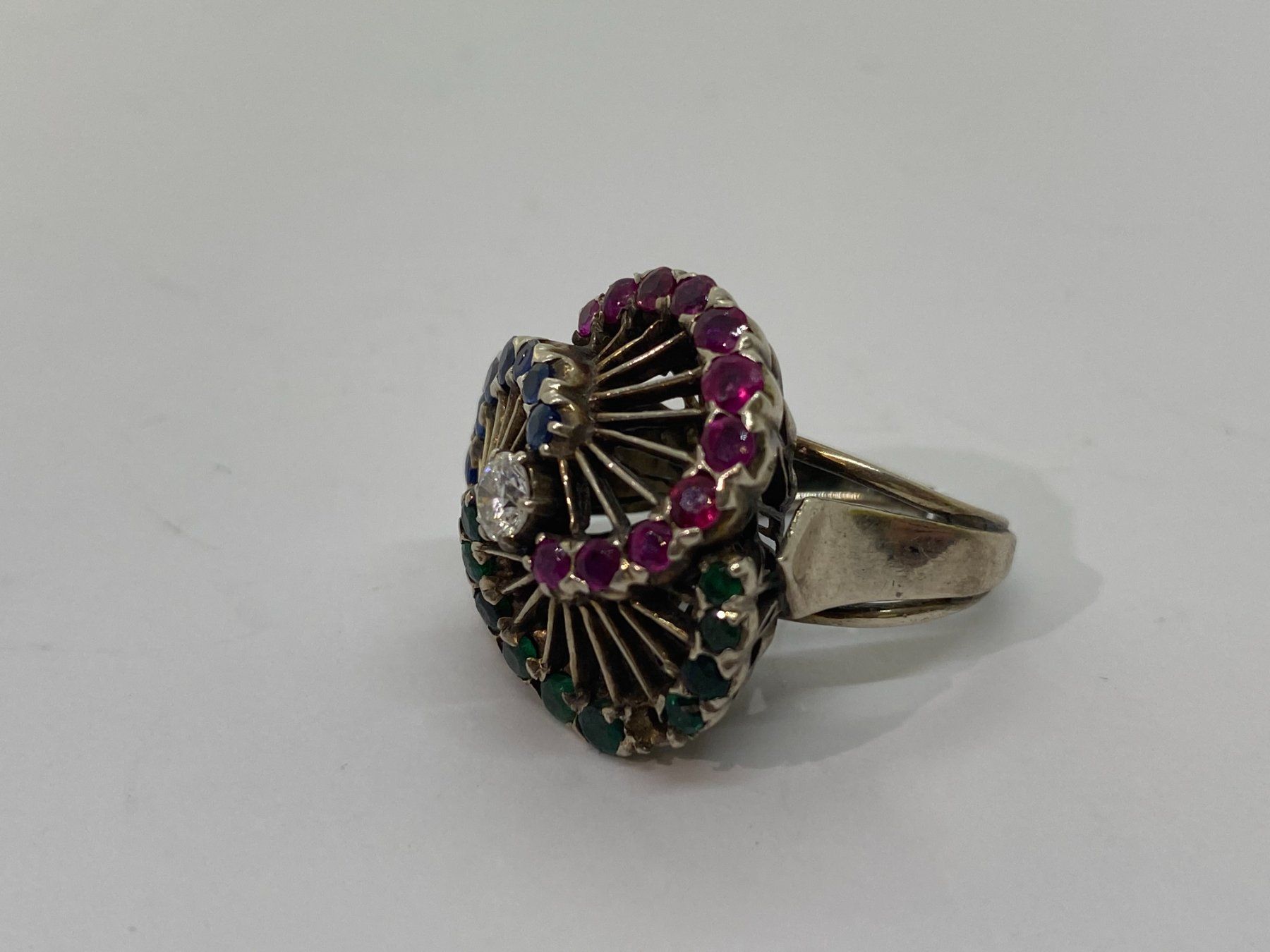Anelli: Ring Diamant, Saphir, Rubin & Smaragd Silber /i426 – Usato da Bern venduto da JMsoehne1987 4