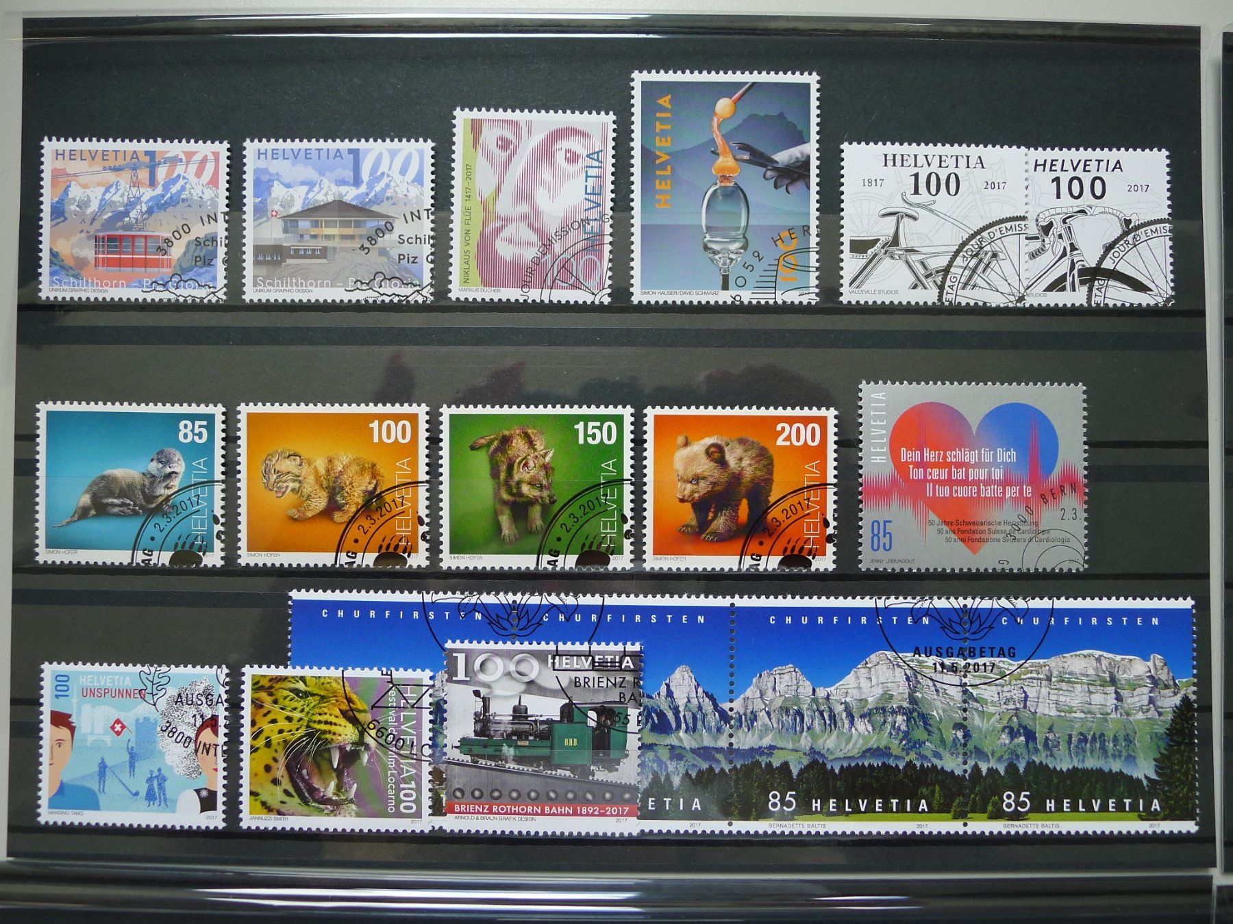 Tutti i francobolli: 2017: Jahresserie mit ET-Eck-Stempel Postpreis: 60.25.- – Usato da Sursee venduto da Luzernerraute 1