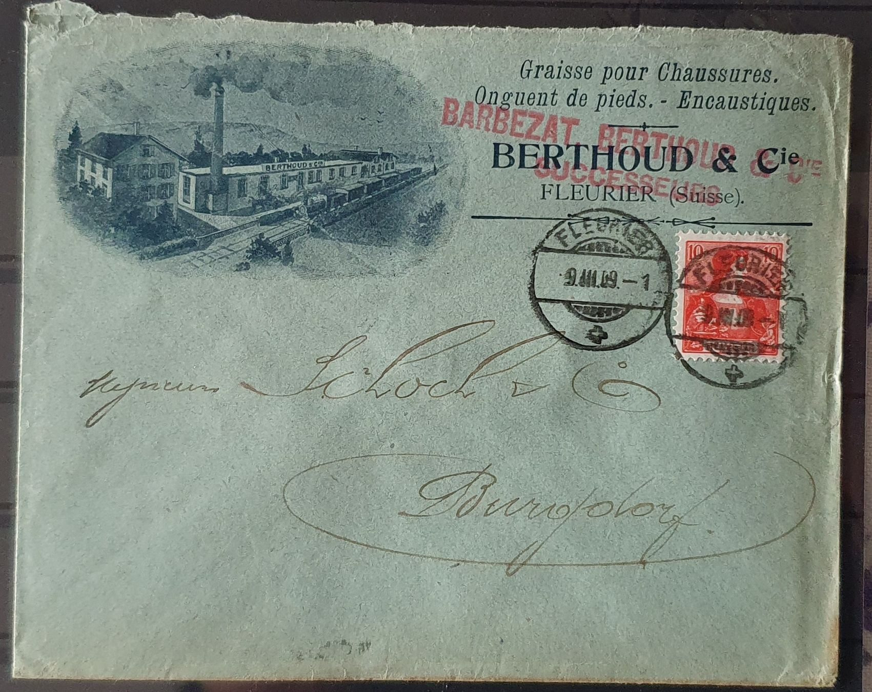 Alle Briefmarken: Illustrierter Brief von Fleurier 1909 – Gebraucht aus Kreuzlingen von Rschweiz1