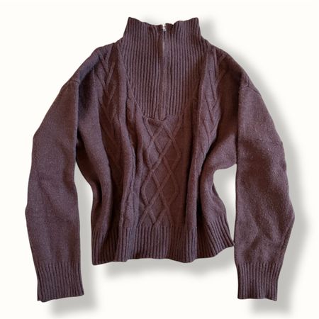 Brauner Strickpullover mit Reissverschluss