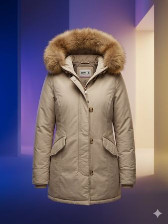 Herbst/Winterjacke "WHITE" mit Fellkapuze, Beige, Grösse S