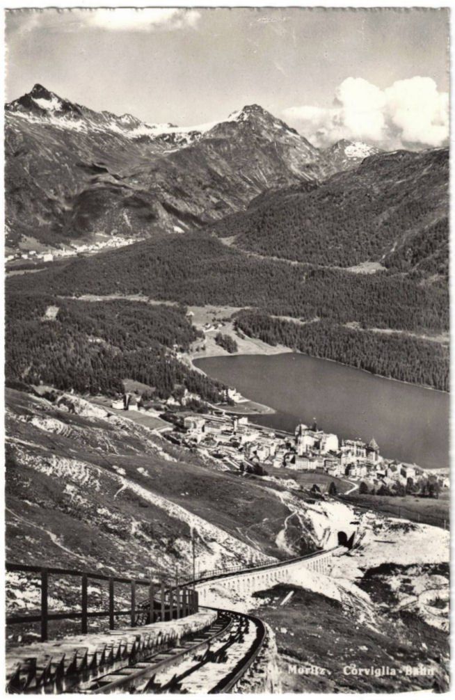 Cartes postales: St. Moritz mit Standseilbahn Corviglia – D'occasion à Binningen par Mountainrider