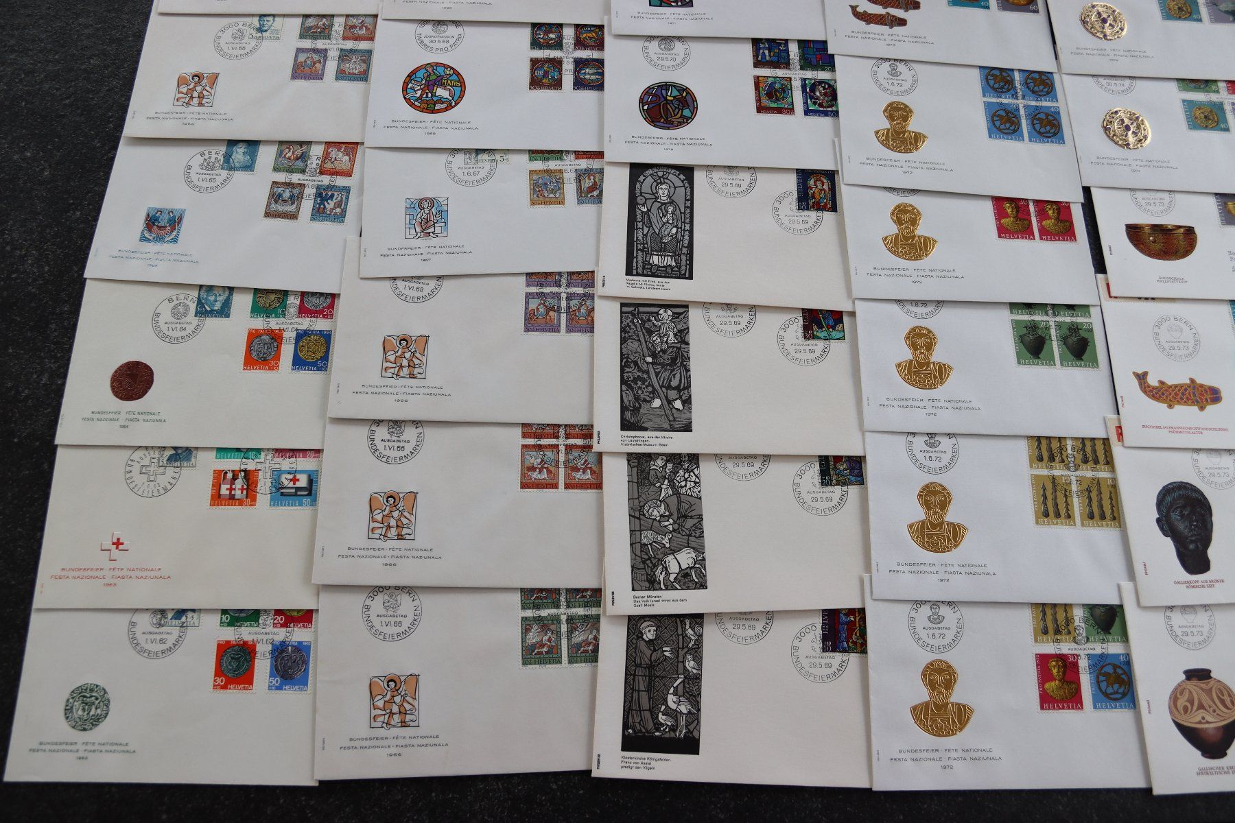 Tutti i francobolli: 41 verschiedene FDC Pro Patria 1962 bis 1981 – Usato da Rheinfelden venduto da Fitscherella 4