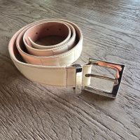 🐸 DOLCE & GABBANA GÜRTEL CRÈME WEISS SILBERSCHNALLE 90 CM