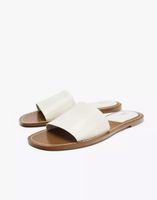 Leder-Slides, Größe 38, Off-White/Claquettes en cuir, pointu