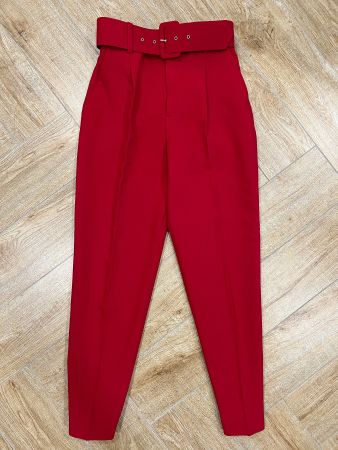 *NEU* ZARA Stoffhose mit Gürtel, rot, Grösse XS