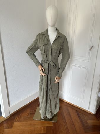 Massimo Dutti Olive Green maxi Dress, Size 42, Long Sleeve!