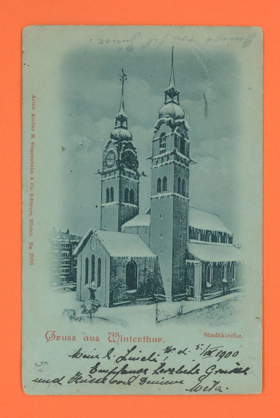 Cartoline postali: Winterthur Stadtkirche alte Ansichtskarte um 1900, selten – Usato da Opfikon venduto da Pritt04