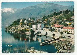 Alte Postkarte 1965, Ascona mit der Collina San Michele