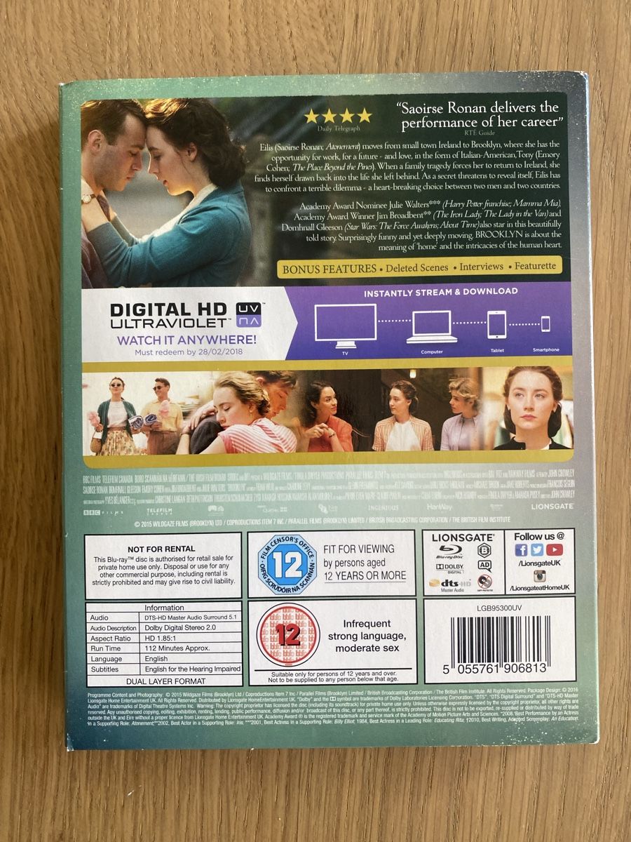 Tutti i DVDs: Brooklyn - Blu-ray UK Import – Usato da Rüschlikon venduto da Granulat204 1