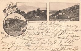 Rigi Kulm SZ Schnurtobelbrücke Rigi Staffel Panorama litho