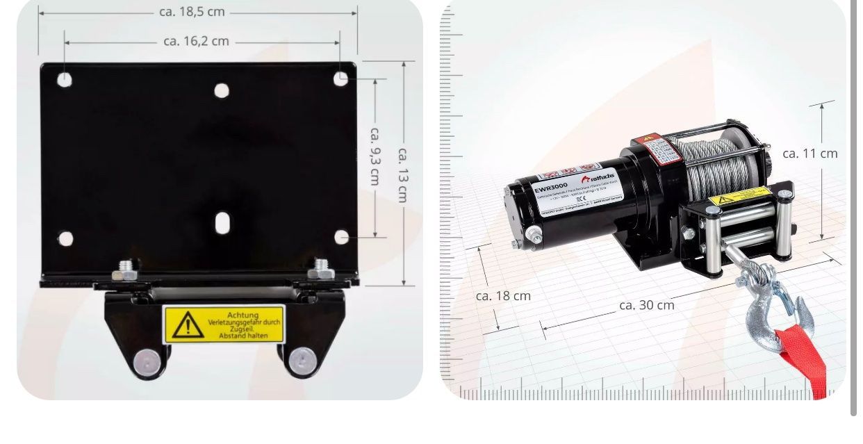 Argani forestali & Pinze posteriori : ROTFUCHS® Elektrische Seilwinde 12V 1360 – Nuovo e nell'imballaggio originale da Amriswil venduto da JaJa-Express 2