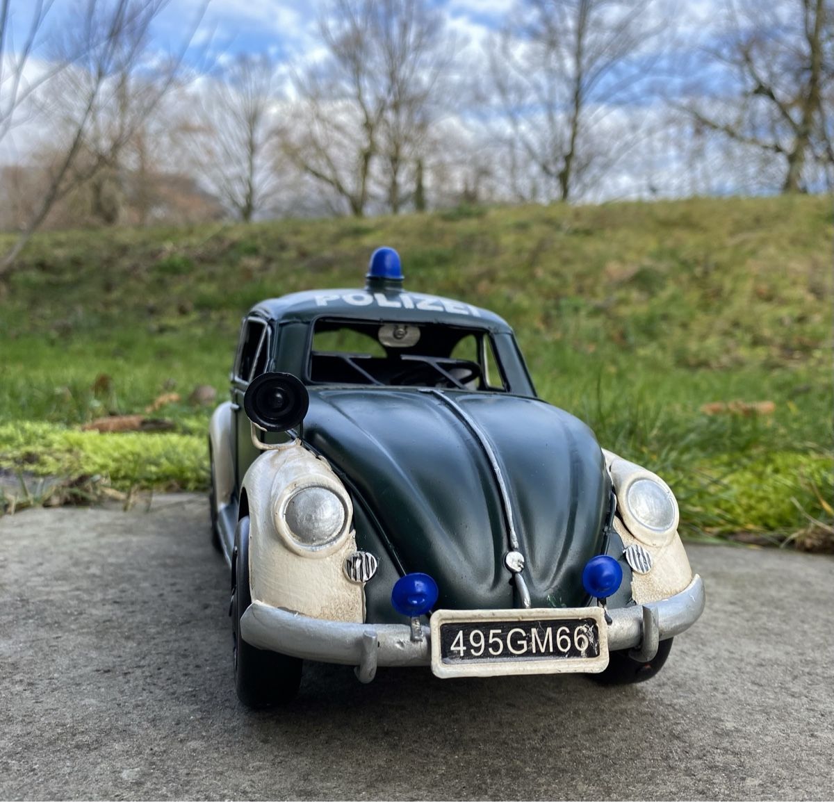 Volkswagen Modellini d'auto: VW Käfer Polizeileitung aus Blech – Nuovo (secondo la descrizione) da Langendorf venduto da Blechfahrzeuge 9