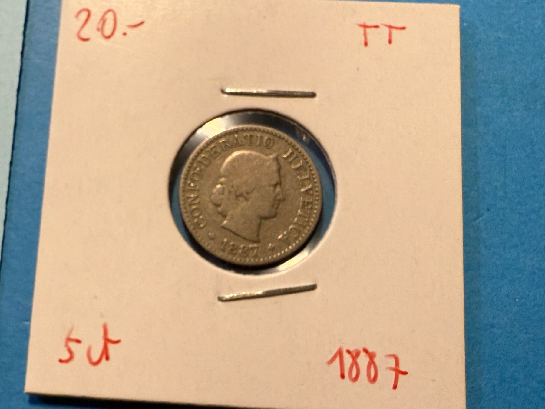 Tutti le monete: SUISSE : 5 CENTIMES 1887 – Usato da genève venduto da GEnumist 1