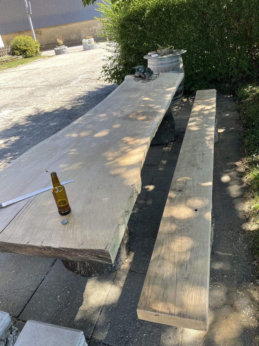 Set di tavolo e panche: Table et bancs en chêne massif – Usato da Orsonnens venduto da cdms57 6