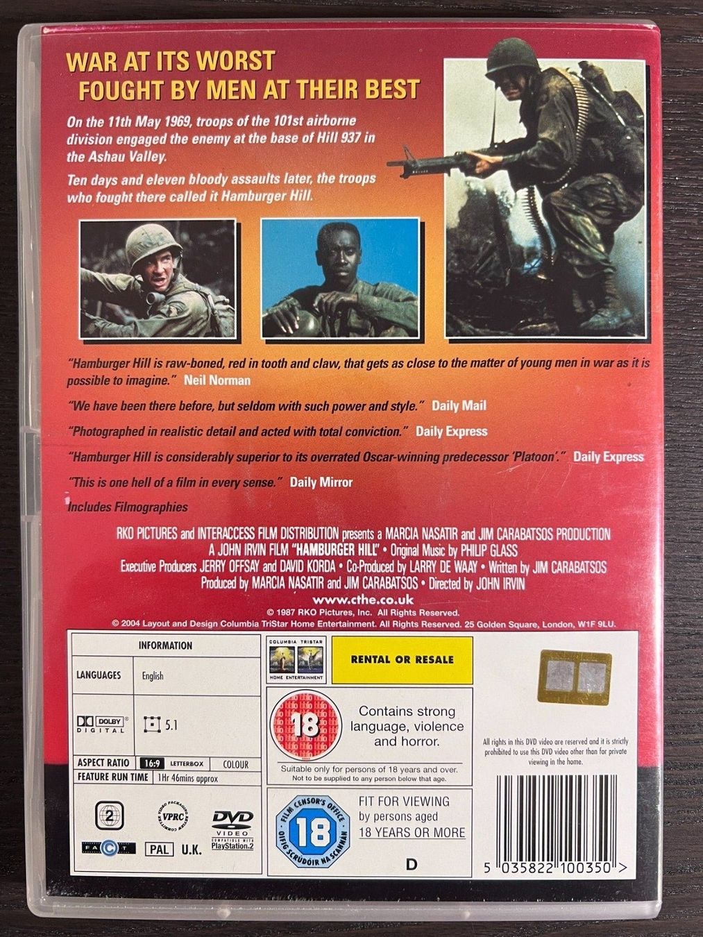 Tutti i DVDs: Hamburger Hill ( Englisch ) – Usato da Zürich venduto da FilmFreunde 1