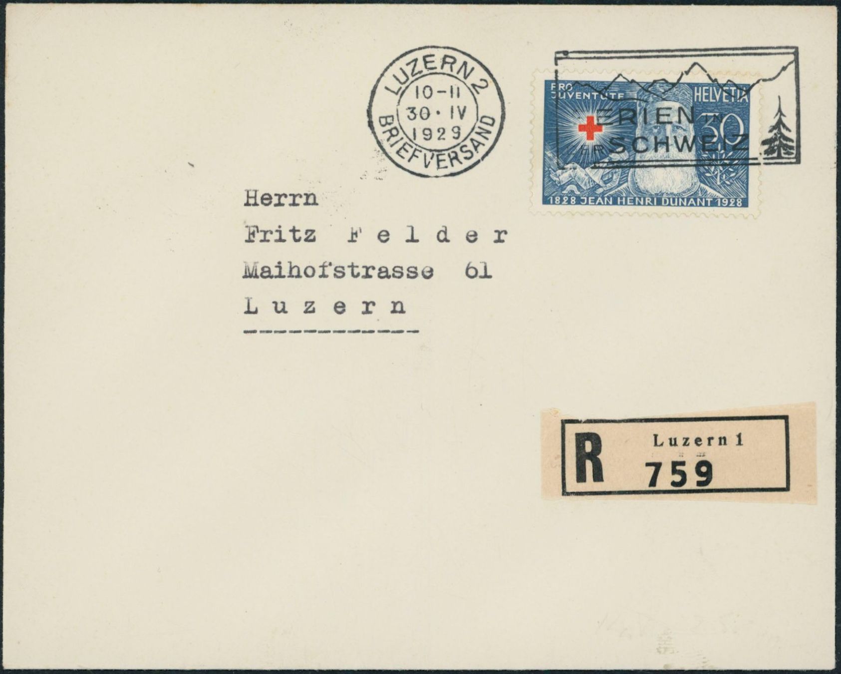 Tutti i francobolli: 1928 - Pro Juventute - Brief - EF – Usato da Schindellegi venduto da leecollect