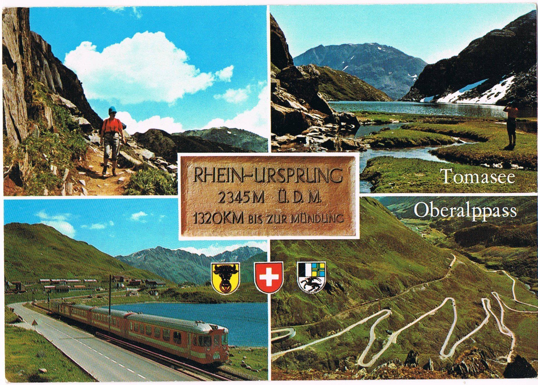 Cartes postales: Rhein-Ursprung, Tomasee, Oberalppass – D'occasion à Buchs AG par Baerfisch
