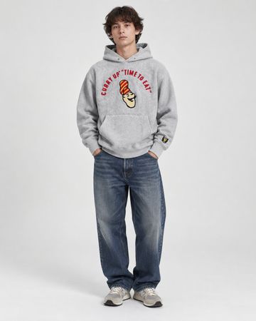 HUMAN MADE Curry Up Time to Eat Hoodie Grau L Made in Japan