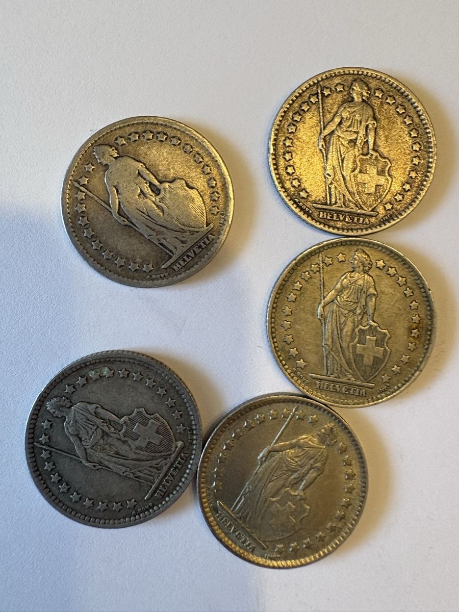 Alle Münzen: 1chf Silber 1920, 1906,,1944,1963,1946 – Gebraucht aus Murten von Tzaugg 4