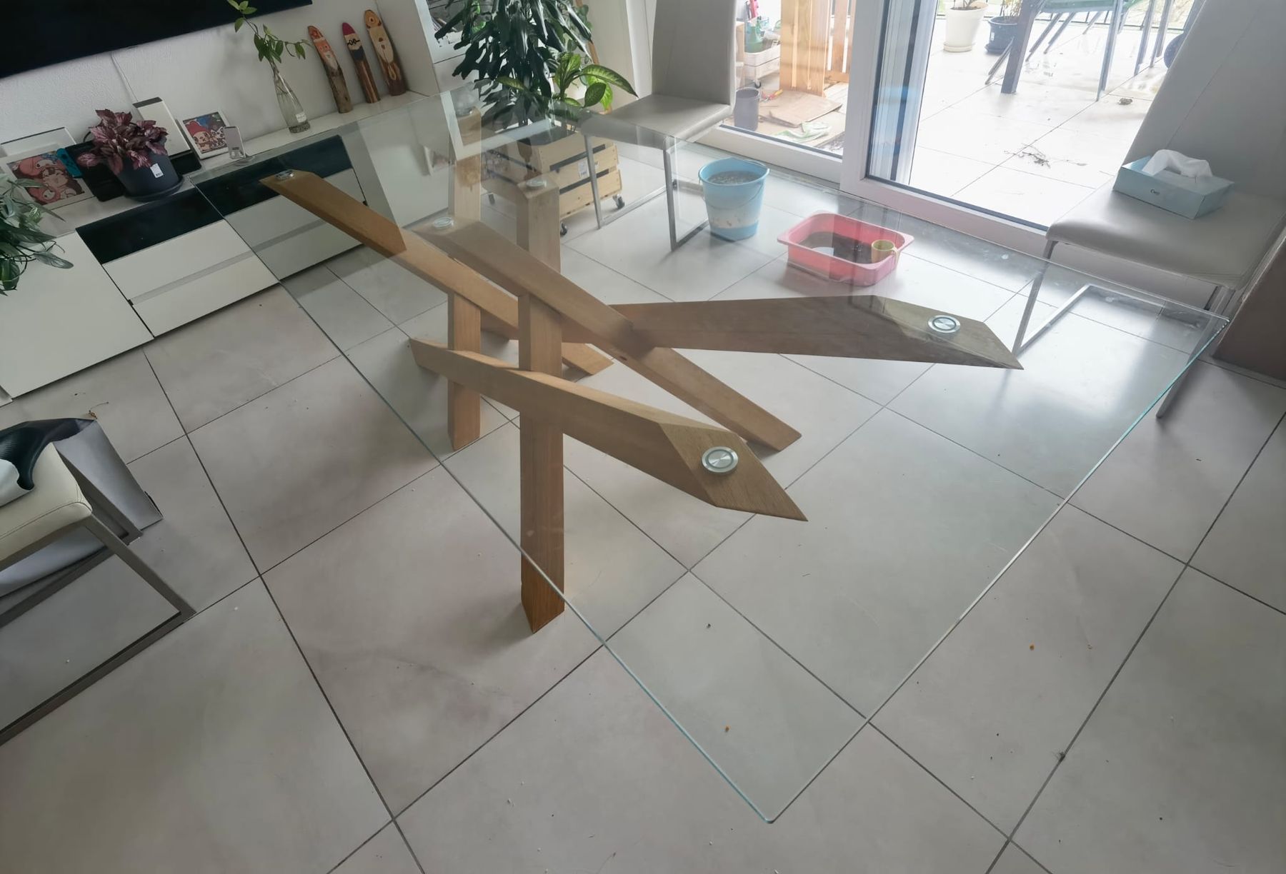 Tavoli: Unique Glass Coffee Table with Wooden Base - Modern! – Usato da Murist venduto da gui_rtm5 2