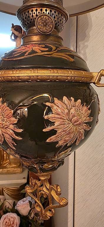 Lampade: Wunderschöne Majolika Petroleumlampe, Deckenlampe – Usato da Kaufdorf venduto da Nati-Nati 7