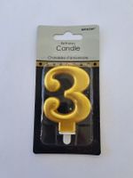 Goldene Geburtstagskerze "3" - Neu & Originalverpackt!