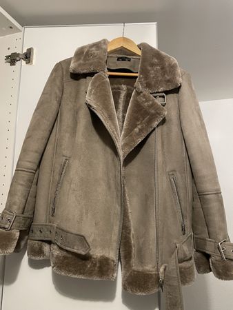 Winterjacke mit Kunstfell braun/grau