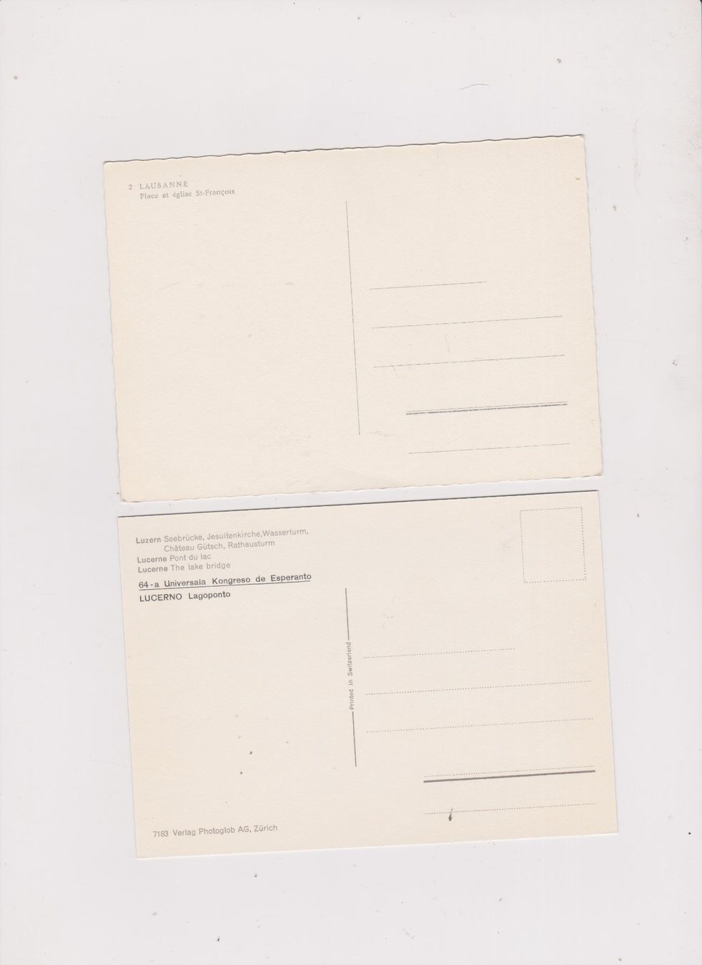 Cartes postales: 2 AK Lucerne - Lausanne - trolleybus ... – D'occasion à Bex par Canouille 1