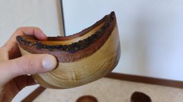 Holzschale, selbst gedrechselt, mit Rinden-Rand, Set: 2 Stk.