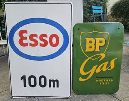 Emailschild,Esso,BP,Oel,Benzin,Gas,Garage,Oldtimer,Werkstatt