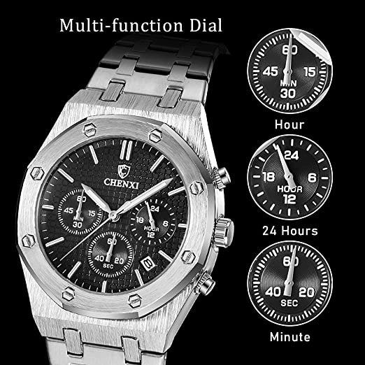 Uhren: Edler Chronograph Uhr Chrono Armbanduhr Herrenuhr Datum – Neu und originalverpackt aus Basel von EchoPeak 6