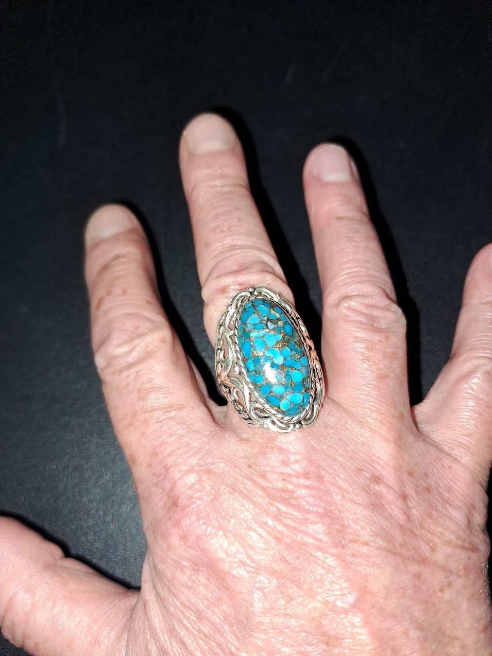 Anelli: Silber Ring mit Türkis, 925 Silber, Grösse 58 – Usato da Belp venduto da bea_2752