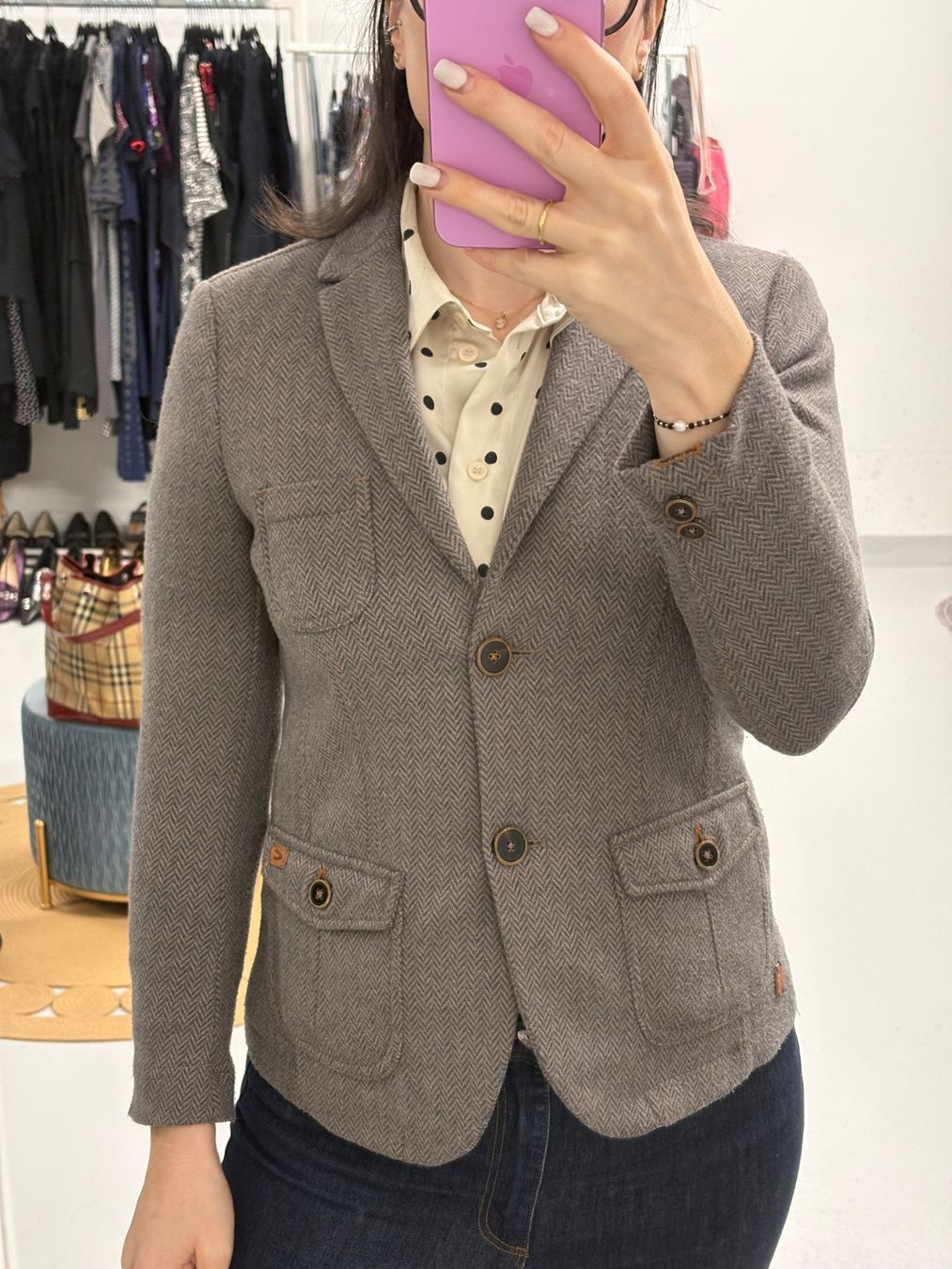 Camel Giacche: Camel Active Blazer braun 36 Fischgratmuster Baumwollstretch – Usato da Regensdorf venduto da secondchancefashion 1