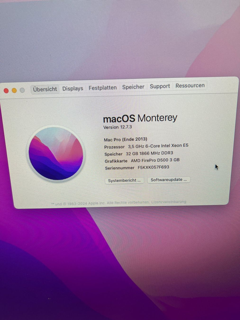Apple PC: Mac Pro 2013, 3.5GHz 6-Core Xeon E5, 32 Ram, 256 SSD #27 – Usato da Dietikon venduto da speedkauf 2