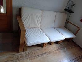 Holzsofa 3-Plätzer mit Liegefunktion, Lounge, Bettsofa