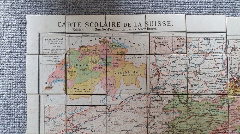 Antikes Puzzle "Die Schweiz" ca.1906/Kümmerly & Frey, selten 3