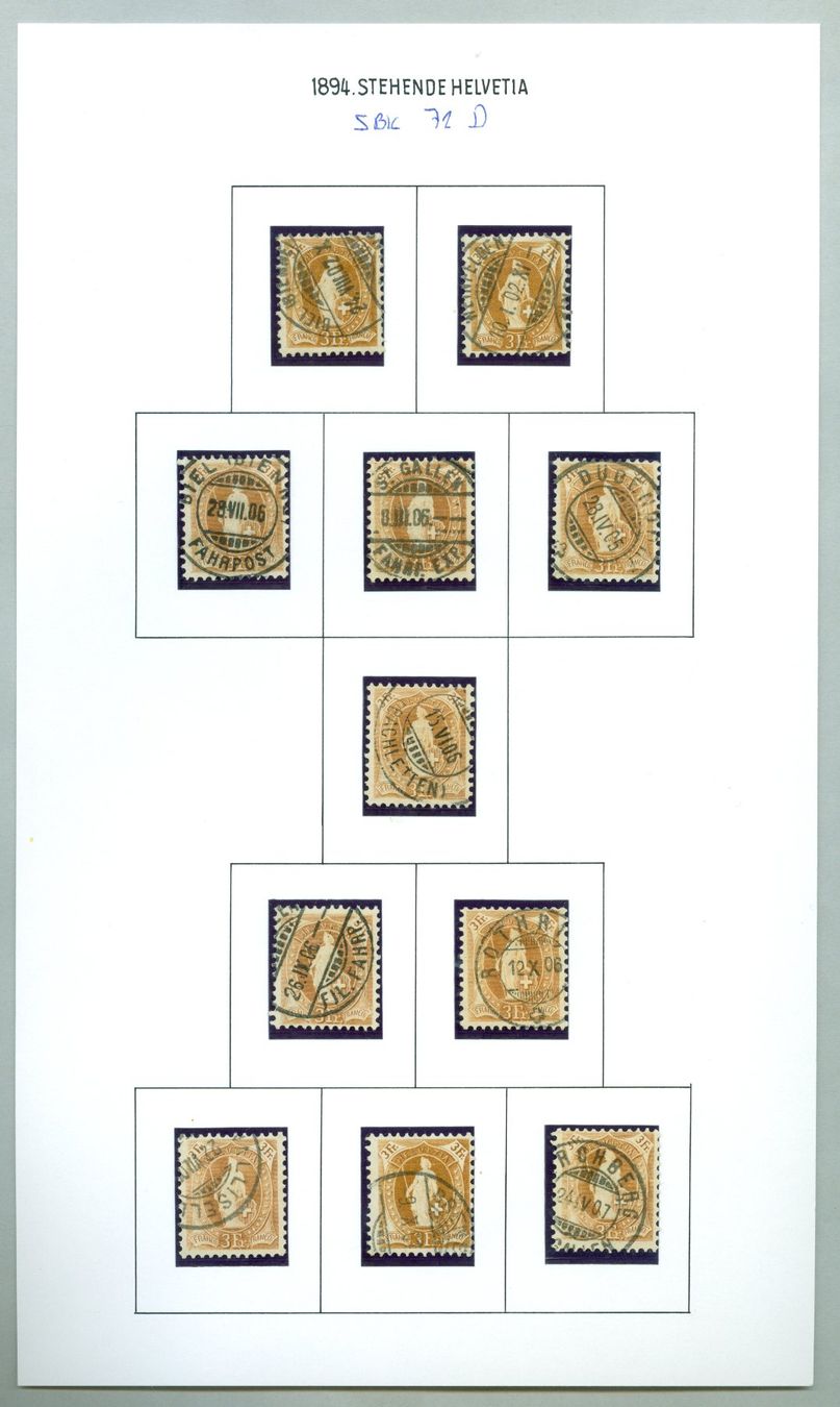 Alle Briefmarken: 1902/07 Schweiz Steh Helvetia – Gebraucht aus Zürich von yago-rot