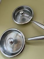 2 Pfannen mit Deckel Lurosa Edelstahl Hammeroptik 16cm 20cm 