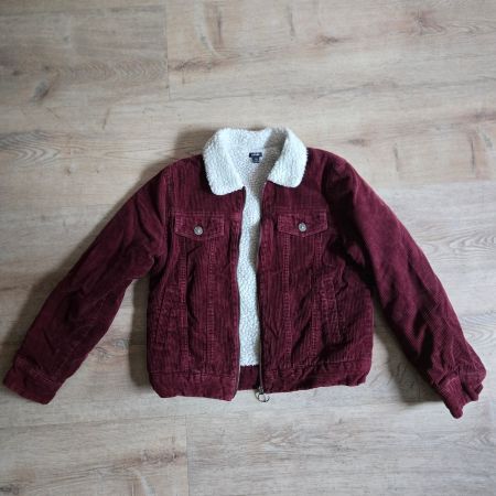 Cordjacke mit Lammfellkragen bordeaux Grösse 146/152