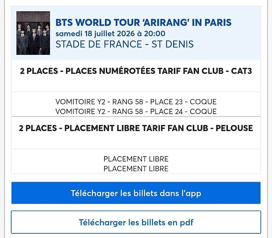 Tutti i DVDs: BTS ARIRANG TOUR PARIS 2026  | SEATING' – Usato da Studen BE venduto da nthzng 3