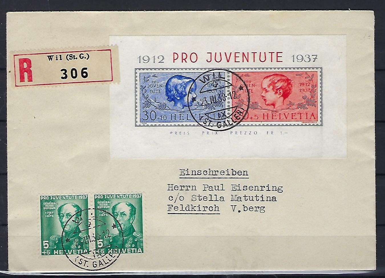 Tutti i francobolli: 1937 Pro Juventute Block Brief   15464 – Usato da Lunden venduto da Animus999