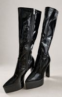 Schwarze Lack Plateau-Stiefel Grösse 43 – High Heels
