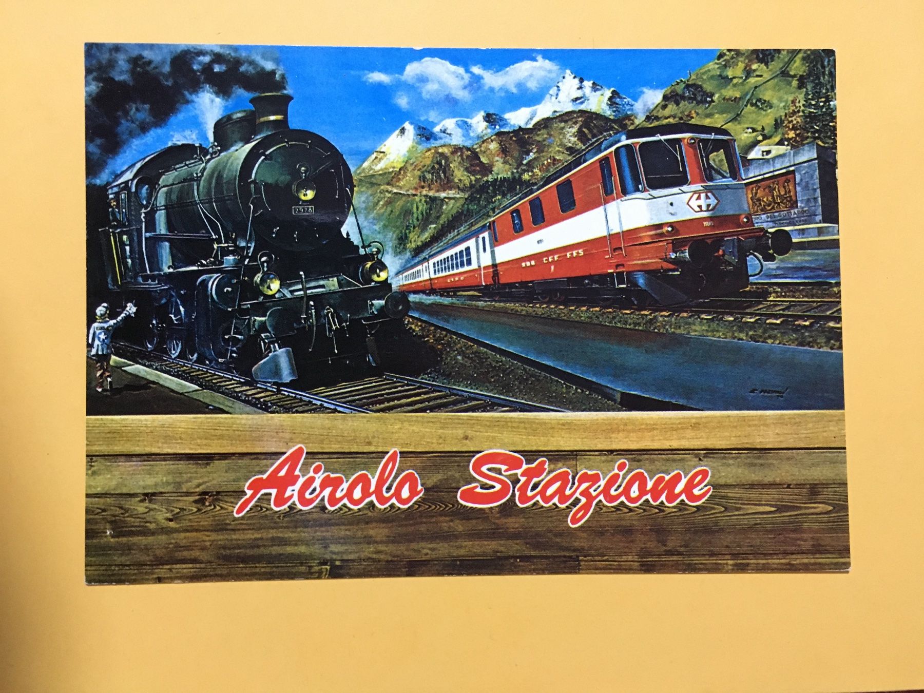 Ansichtskarten: Airolo AK Ristorante Stazione Eisenbahn Lokomotive Werbung – Gebraucht aus Küttigen von Melisch1000