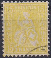Sitzende Helvetia 15rp. gelb, 1881, 39/47, SBK 700.-