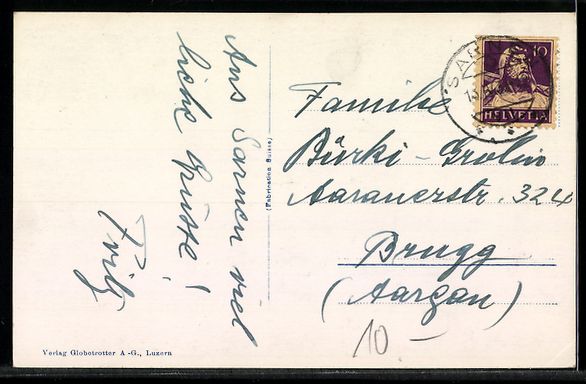 Cartoline postali: AK Sarnen, Ortsansicht mit Berg – Usato da Berlin venduto da bartko-reher 1