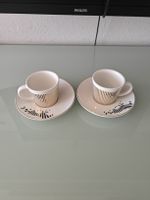 2 Espressotassen mit Untertassen Weiss/Gold Design
