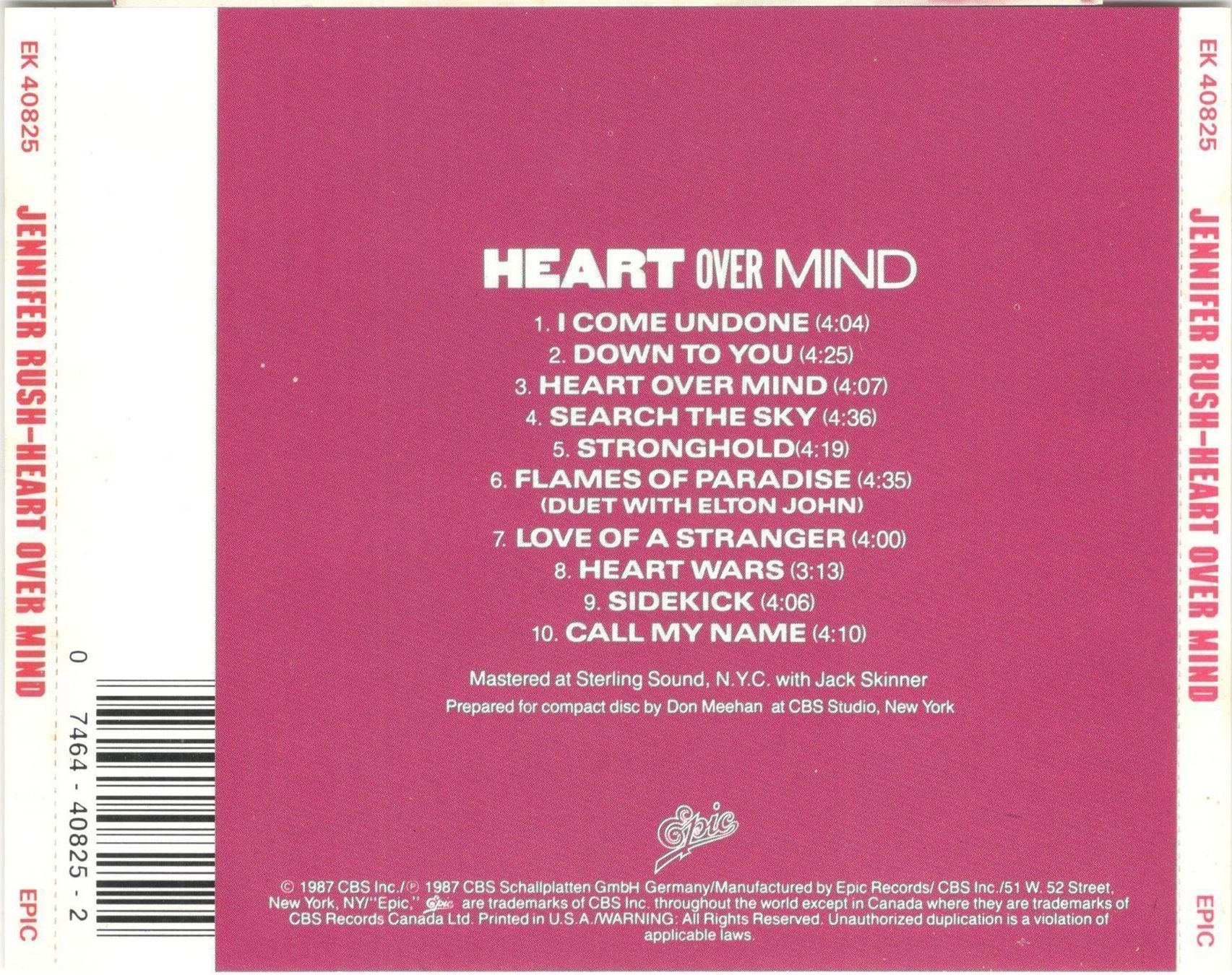 CDs: Jennifer Rush CD Heart Over Mind – Gebraucht aus St. Margarethen TG von Smiley-Face 1