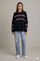 Colmar Sportswear Marineblau Gestreifter Pullover - Größe S